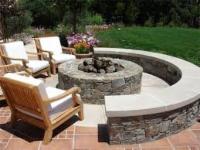 Round Fire pit at backyard