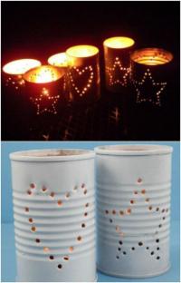 Coffee Cans turned into Luminaries