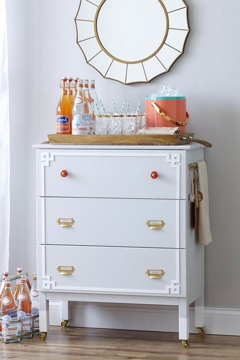 Chest of drawers makes a great bar cart.