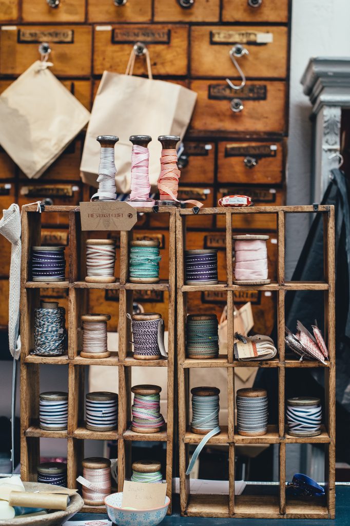 Ribbon in craft room