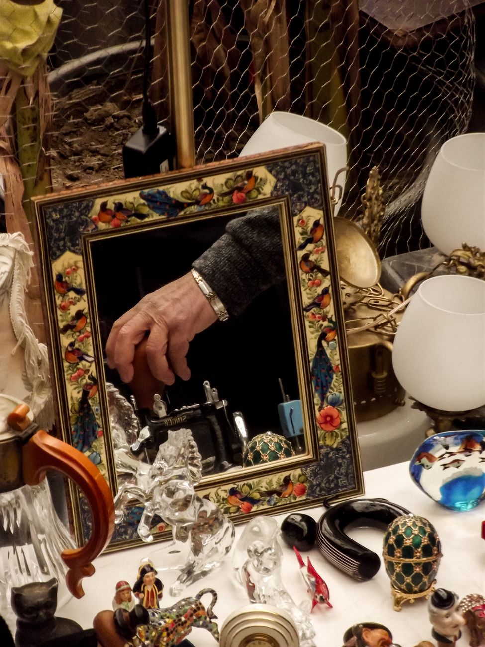vintage market reflections with ornate mirror